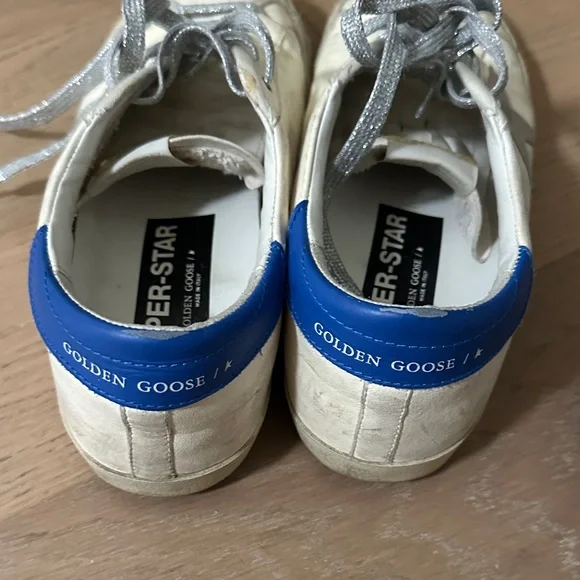  White and Silver Sneakers with Blue Accents Golden Goose Mid Star Sneaker White Silver Blue, Mesh NIB  main image 3